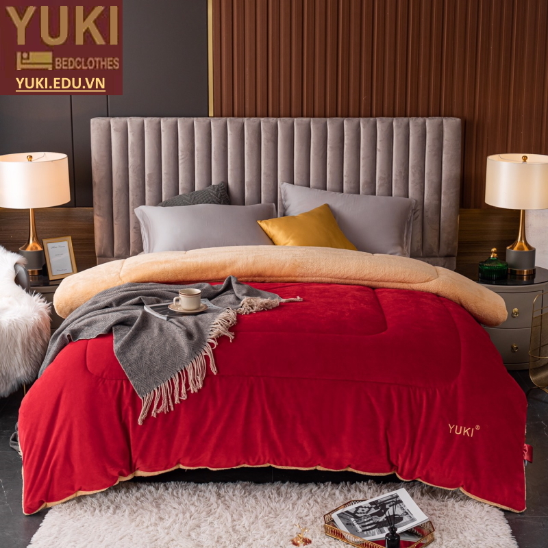 chăn lông cừu nhật bản Yuki Classic màu Cam Đỏ