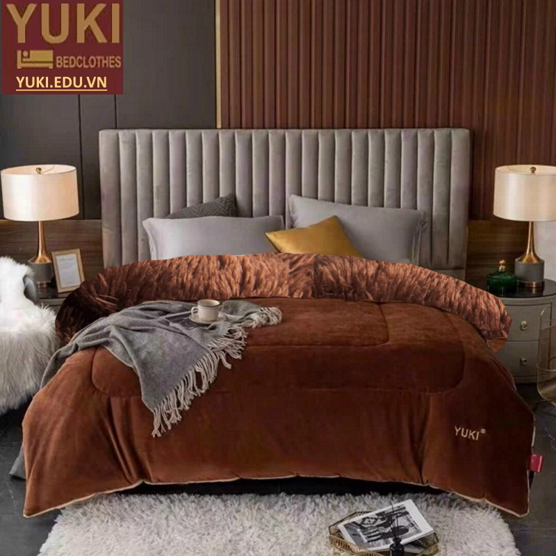 Chăn lông cừu nhật bản Yuki Classic màu Nâu cà phê